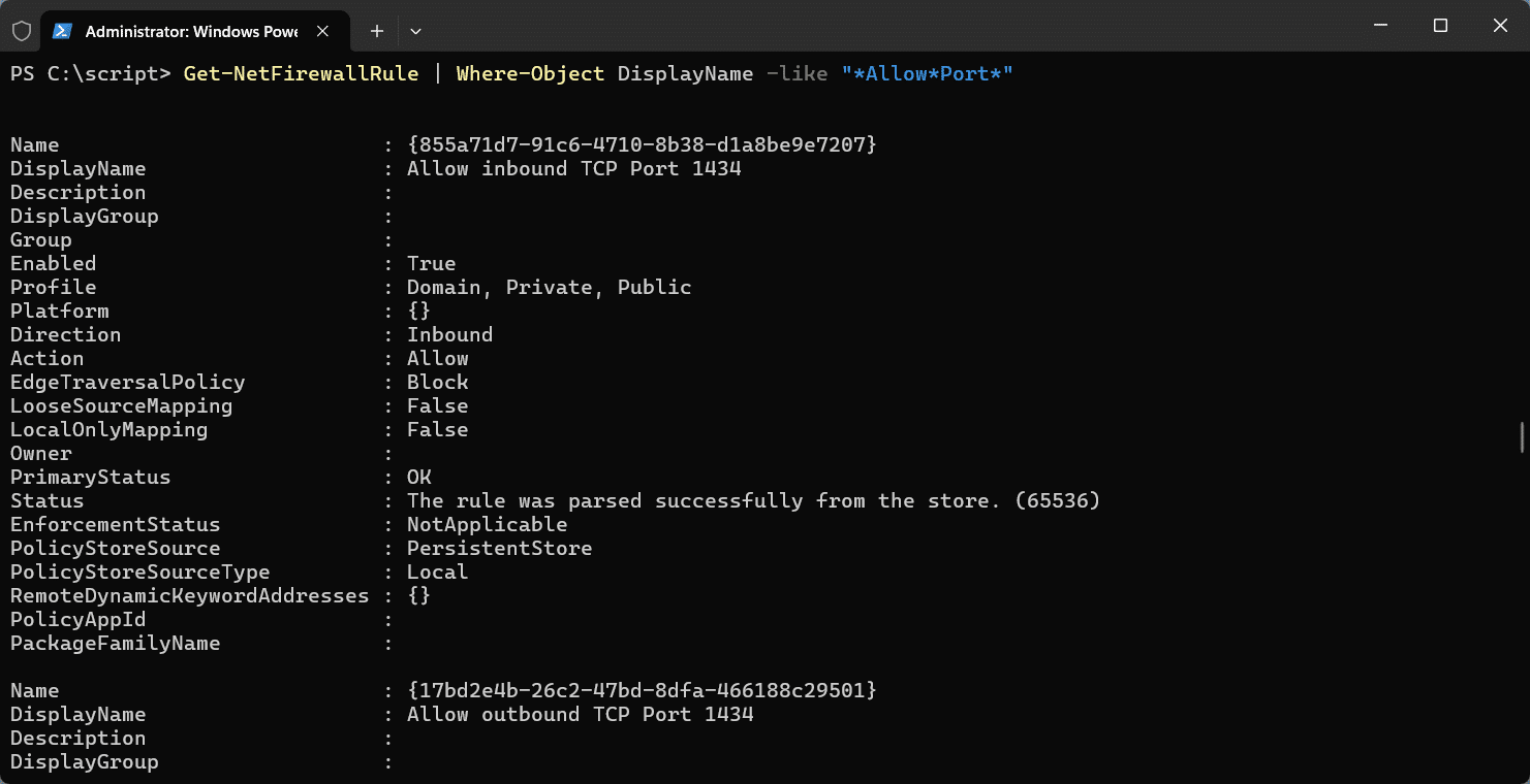 Verify Firewall rules with Powershell